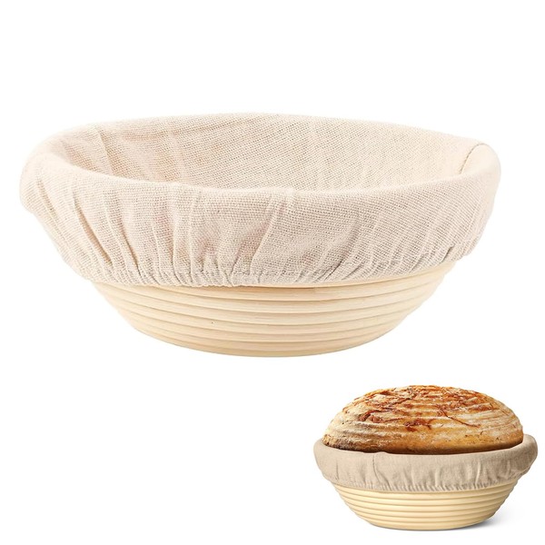 Doyime Fermentation Basket, Round 1 Piece, Rattan Fermentation Basket, Cloth,