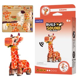 mierEdu - Soundwunder 3D Puzzle Giraffe - Interactive 3D Puzzle with Sound for Children from 6 - Giraffe Toy, Easy to Assemble