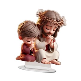 Harilla Acryl Jesus und Kinderdekor Tischdekoration Festliche Atmosphäre Tisch Ornament 2D Flachzeichen Desktop Display für Urlaub