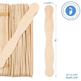 Wooden 8" Fan Handles, Wedding Programs, or Paint Mixing, Pack 100, Jumbo Craft Popsicle Sticks for Auction Bid Paddles, Wooden Wavy Flat Stems for Any DIY Crafting Supplies Kit, by Woodpeckers