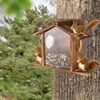 Wooden Squirrel Feeder, Squirrel Feeder House with Flexible Roof, Large