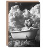 Artery8 Greeting Card Big Cat Lover Tiger Bathtub Black White