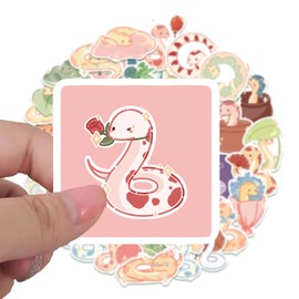 50 pcs Cartoon Snake Stickers Pack,Cute Vinyl Waterproof Stickers for Laptop/Skateboard/Waterbottle/Phone/Scrapbooking/Room Decor/Hard Hat,Stickers for Kids Boys Teens Girls,Autocollant Enfant
