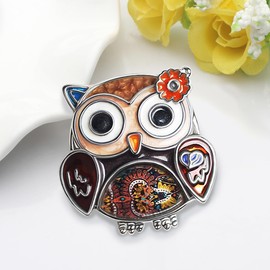 BAMAY Zinc Alloy Cute Owl Bird Brooch Pins Jewelry Enamel Anime Owl Gifts for Women Girls Scarf Lapel Pin Charms (Brown)