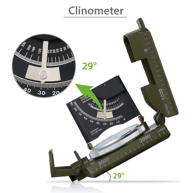Proster Military Marching Compass Professional Pocket Compass with Clinometer Carry