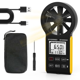 GOYERRNES Handheld Anemometer CFM Meter, Rechargeable Digital Air Flow Wind Speed Gauge Meter CFM Measuring Device for HVAC Outdoor Sailing
