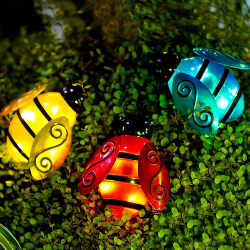 3pcs Solar Bee Lights Cute Innovative Iron Art Solar Powered