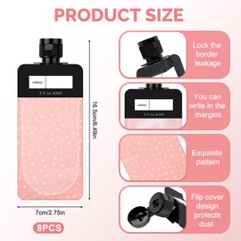 Reiseflaschen Set,8 Stück Nachfüllbare Leere Quetschbeutel,90ml Tragbare Reiseflüssigkeitsbeutel,Auslaufsichere Kosmetiklotion-Beutel,für Toilettenartikel für Shampoo,Spülung,Duschgel