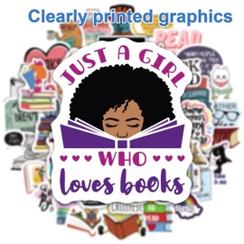Book Stickers,50pcs Waterproof Vinyl Stickers Aesthetic Stickers Reading Stickers for Kindle Scrapbook Water Bottles Book Laptops Skateboard Guitar DIY