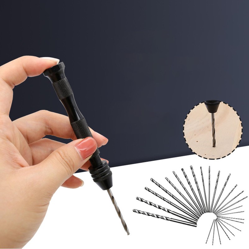DXIA 31 Pieces Pin Vise Hand Drill Bits, Hobby Drill