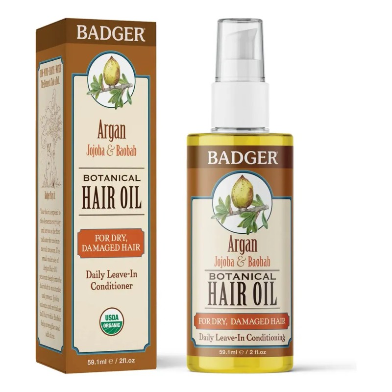 Aceite Capilar Badger Argan Con Jojoba Y Baobab, 60 Ml,