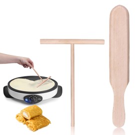 Crepes distributor crepes turner, crepe slider, crepe accessories, 2-piece wood, 2-piece crepe spatula and distributor in a set for pancakes, pancakes, pancakes, pancakes