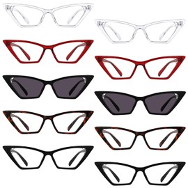 GUD 10 Pack Cat Eye Spring Hinges Reading Glasses for Women(Include 2 Pairs Reading Sunglasses)+4.00