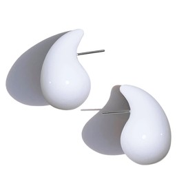 Lightweight Chunky Gold Hoop Earrings for Women, Hypoallergenic 14K Gold Plated Teardrop Open Hoops, Fashion Earrings for Women Trendy (303820white)