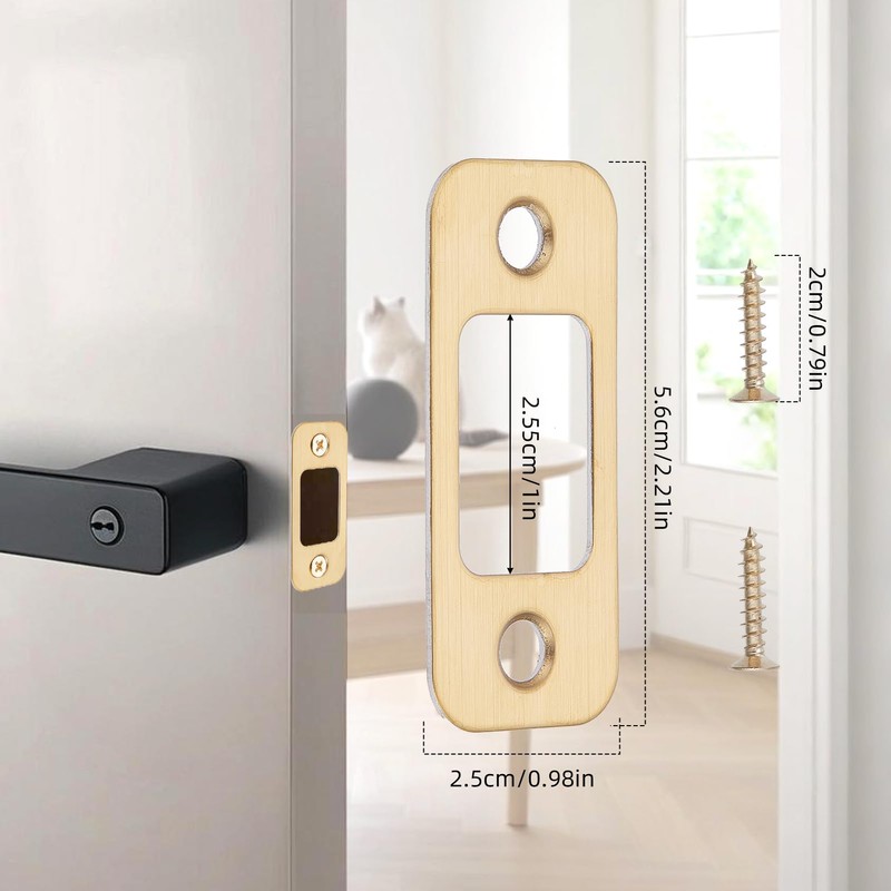 NICENEEDED 2 Pack Round Corner Deadbolt Strike Plate, Solid Brass