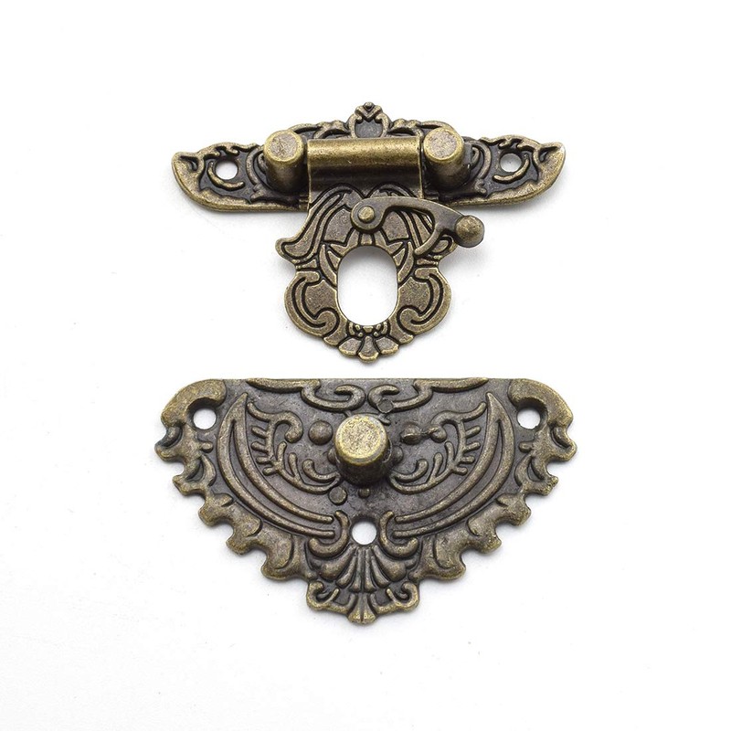 SDTC Tech Antique Engraved Latch Hasp Hinges and Box Corner