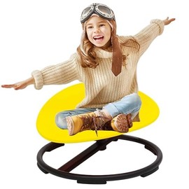 makarci Spinning Chair for Autistic Kids - Kids Sensory Chair, Sit and Spin Toys for Toddlers, Autism Sensory Products for Body Coordination & Balance, Sensory Play (Yellow)