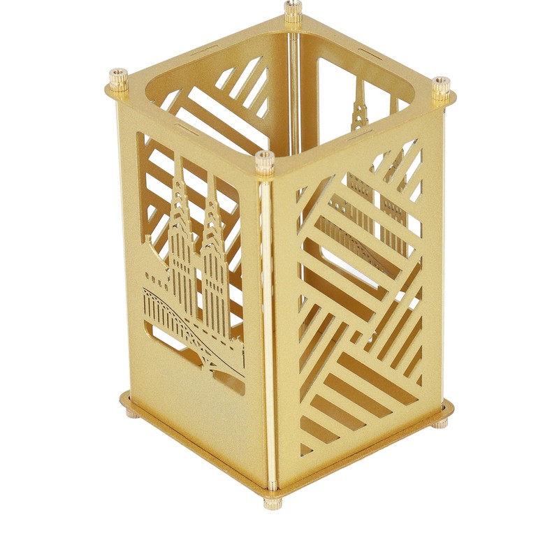 Metal Pen Holder Multifunctional Easy Assembly Glossy Golden Surface Plating