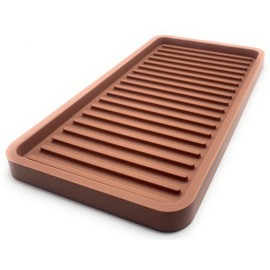 Happitasa Silicone Kitchen Sink Organizer Tray, Sponge Holder and Countertop Protector | Bathroom and Kitchen Soap Dish and Dispenser Tray (Mocha, 10"x5.25")