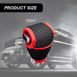 ijuicy 1 PC Car Gear Shift Knob Protective Cover, 5D Mesh Fabric T-Shaped Sweat-Absorbing Non-Slip Breathable Velcro Installation Fixing Accessories, Suitable for Most Cars, SUVs and Trucks (Red)