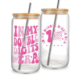 Jars Nova 10 Year Old Girl Gifts Birthday Gifts - Happy Decorations for Girls 10th Birthday (Pink Bow Cup) (10th)