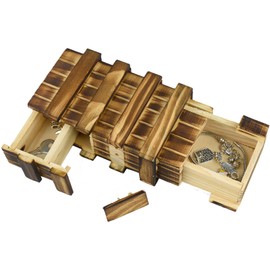 Coriver Wooden Magic Puzzle Box，Wooden Secret Magic Gift Box with 2 Secret Compartments, Keepsake Box for Adults Kids Christmas Birthday Gift Brain Teaser, 15.5 cm x 8.5 cm x 5.5 cm