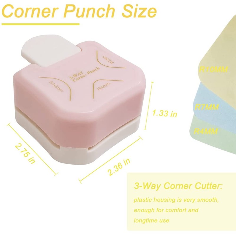 Povxlum 3 Pieces Corner Punch Corner Cutter Pattern Corner Punch