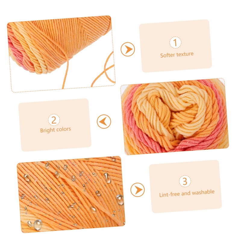 DOITOOL 1roll Rainbow Yarn Ply Soft Weaving String for Handmade