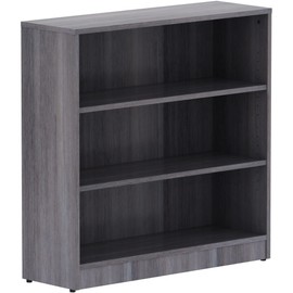 Lorell, LLR69626, Weathered Charcoal Laminate Bookcase, 36" x 12" x 36"