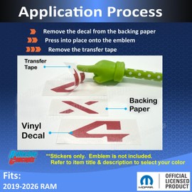 Reflective Concepts 4x4 Emblem Overlay Decal Sticker -Fits: 2019-2026 Ram, NOT for Classic - (Color: Reflective Light Silver)