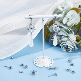 UNICRAFTALE 100pcs Stainless Steel Stud Earrings 0.8mm Pin Ball Ear Studs Components with Open Loop Ball Stud Earring with Earring Backs Jewelry Findings for Earring Making Ball Post Earring