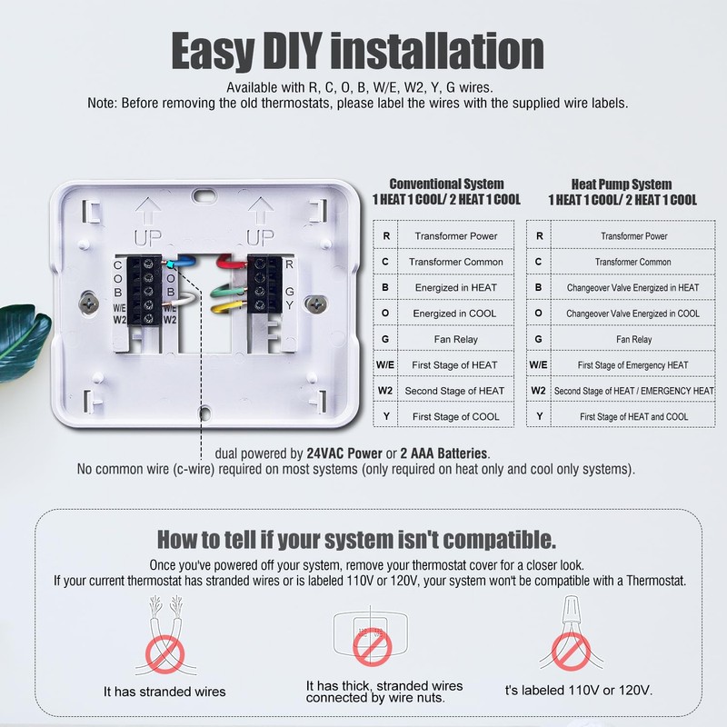 Aowel 2 Heat/ 1 Cool Non-Programmable Thermostat for Home Heat