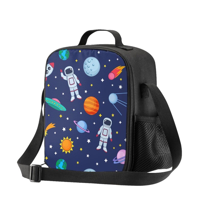 VunKo Space Cosmonaut Stars Kids Insulated Lunch Bag Small Cute