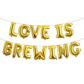 Love is Brewing Multicolor Balloons,Coffee Themed Bar Bridal Shower Supplies Wedding Engagement Party Garland Decoration (LOVE IS BREWING Gold)