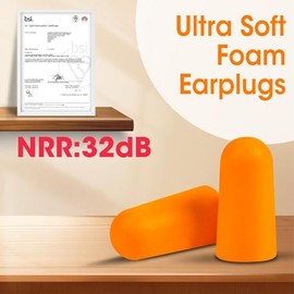 AZEN 600 pares de tapones para los oídos, NRR de espuma suave de 32 dB para dormir con cancelación de ruido, tapones para los oídos para conciertos, d