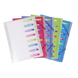 Exacompta - Ref 56189E - Chromaline Collection - Multipart File with an Internal Pocket - 250 x 320mm in Size, Suitable for A4 Documents, 8 Tabbed Sections - Pack of 1, Assorted