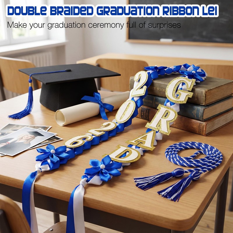 Dingion 2 Pcs 47 Inch Graduation Lei Necklace 2026 Ribbon