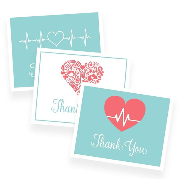 The Invite Lady Thank You Card Assorted Pack Folding Note Cards with Envelopes for Essential Workers Teachers Nurses Medical First Responders Multipack of Cards (24 Count)