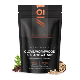 Clove, Wormwood & Green Black Walnut Hull 525mg – 180 Vegan Capsules – High Strength Multi-Botanical Complex Supplement – Resealable and Recyclable Pouch by Alpha01