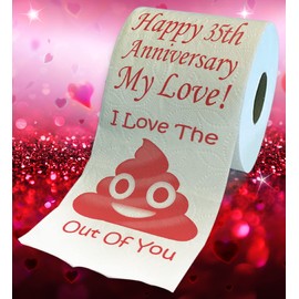 Printed TP Happy 35th Anniversary My Love Toilet Paper Gift - Funny Gift for Husband, Wife, Boyfriend, Girlfriend, Cute Couples Joke Prank for Wedding Anniversary - 500 Sheets
