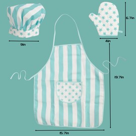 Kid Apron and Chef Hat Set, 3 Pcs Children Cooking Baking Set Kits Role Play Chef Toy Kid Cooking Gift for Girls Boys (Pink)