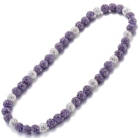 RWQIAN Men's Baseball Beaded Necklace, White-Purple Rhinestone, 18 Inch, Zinc, Sports-Themed Beaded, Unisex, Baseball Enthusiasts