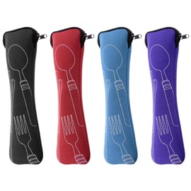 4 Pieces Cutlery Bag, Camping Cutlery Storage Bag, Fork Spoon Chopsticks Organizer, Stainless Steel Cutlery Packaging Bag, Travel Cutlery Bag, Portable Cutlery Bag