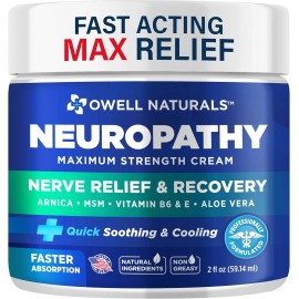 OWELL NATURALS Neuropathy Cream Extra Strength Nerve Relief Cream for Foot, Hand