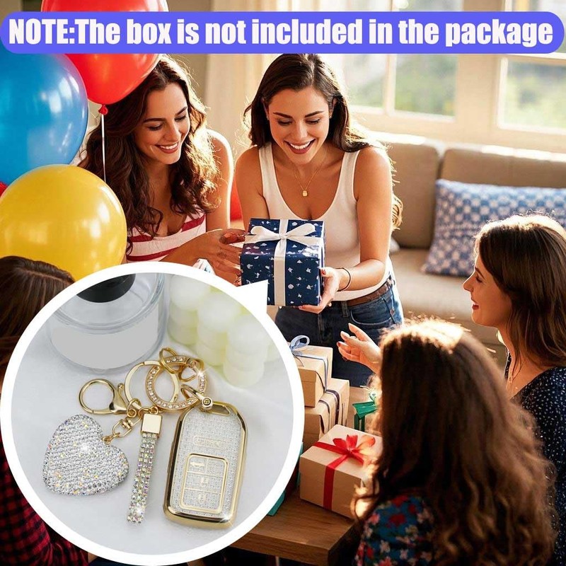 YIKECASE Key Fob Cover with Diamond Keychain Car Key Holder
