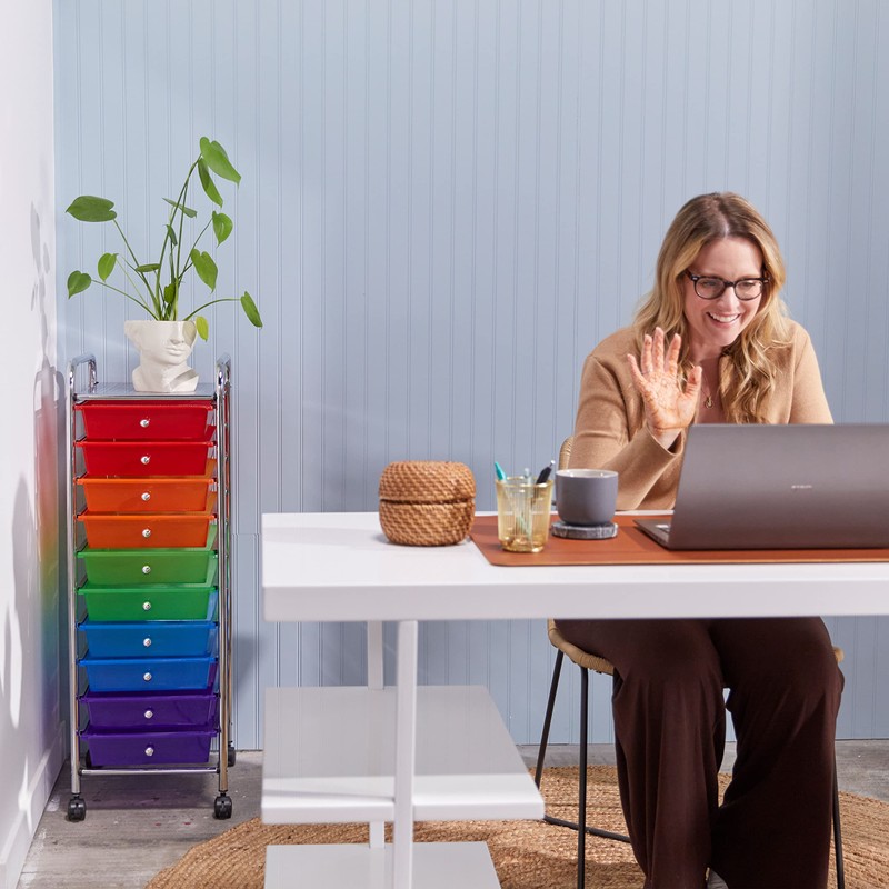 ECR4Kids 10-Drawer Everyday Mobile Organizer, Storage Cart, Assorted