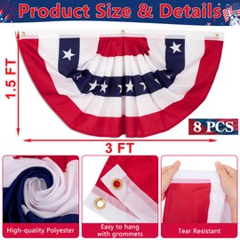 8 PCS 1.5 x 3 Ft 4th of July Fan Flags