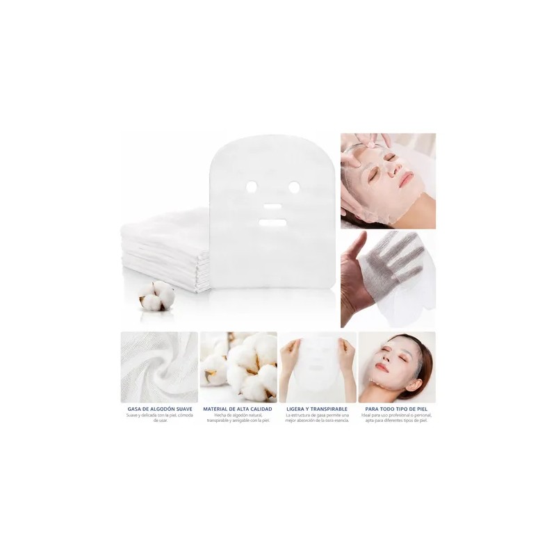 100pza Mascarilla Gasa De Algodón Para Faciales
