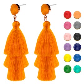 Tassel Earrings for Women,Boho Earrings for Mum,Orange Bohemian Earring for Mum,Statement Earring for Women