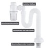 LANZLC Siphon 1 1/4 Zoll Raumsparsiphon, Flexibler Ablaufschlauch, Einstellbarer Siphon